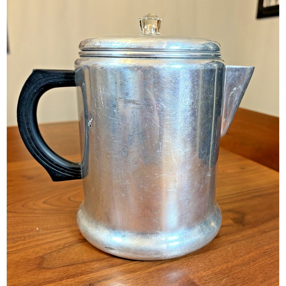 Vintage West Bend Aluminum Stovetop Coffee Percolator pot 12 Cup READ Cottage